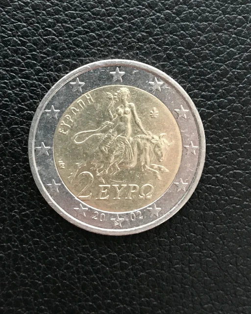 Pièce De 2 Euros Grèce 2002 Rare – Avec S Dans L'étoile, Monnaie Euro Collection