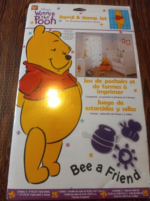 A cuadros - Juego de plantillas y estampillas ""Bee a Friend"" de Disney's Winnie the Pooh nuevo artesanal