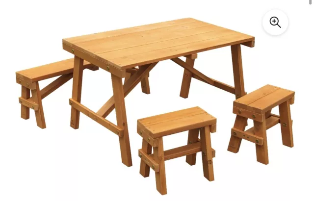 Kids KidKraft 4pc Wood Outdoor Picnic Play Table Amber New