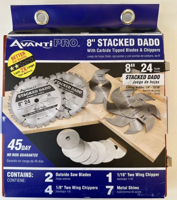 Avanti Pro 8 in Stacked Dado Saw Blade Set 24 Teeth Carbide Tipped P0824DADO