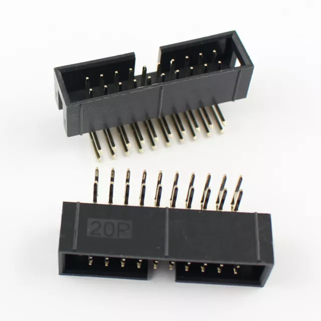 10Pcs 2.54mm 2x10 Pin 20 Pin Right Angle Male Shrouded IDC Box Header Connector