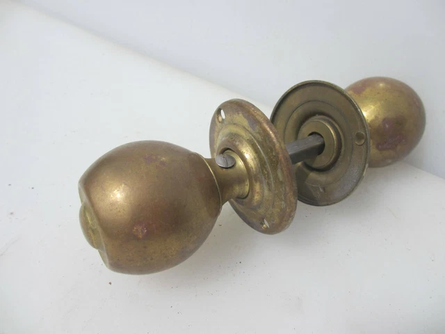 Vintage Brass Door Knobs Handles Plates Old Antique