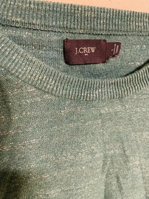 J.CREW Mens Raglan Crewneck Sweater Teal Green Cotton L/S Sweatshirt NWOT 2