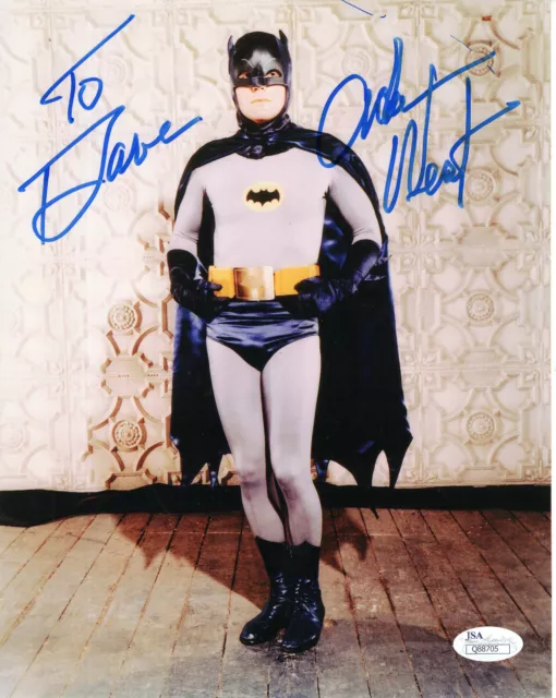 ADAM WEST HAND SIGNED 8x10 COLOR PHOTO    GREAT POSE AS BATMAN    TO DAVE    JSA