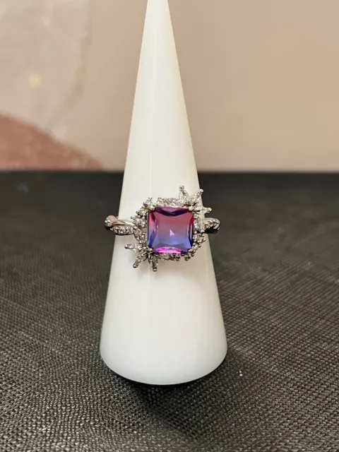 Ring Bomb Party 3848 Lab Created Ice Blue Sapphire Rose Gold size 6