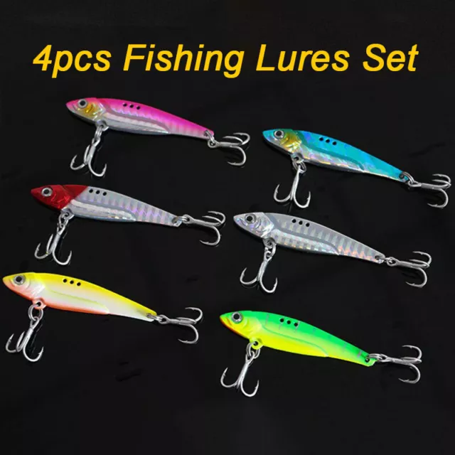 4pcs VIB Luya Fishing Lures Set 5g/12g/17g/20g Pike Trout Spoons Spinners GR