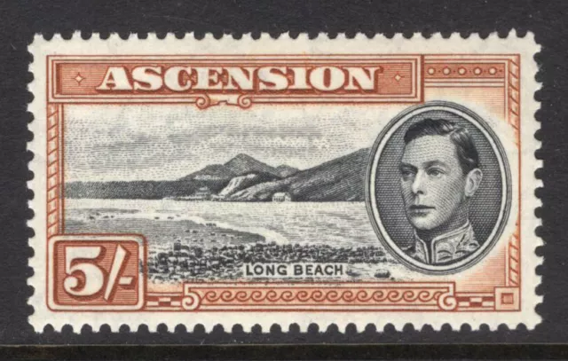 M22788 Ascension 1944 SG46a KGVI: 5/- black & yellow brown perf 13 LMM, Cat £48