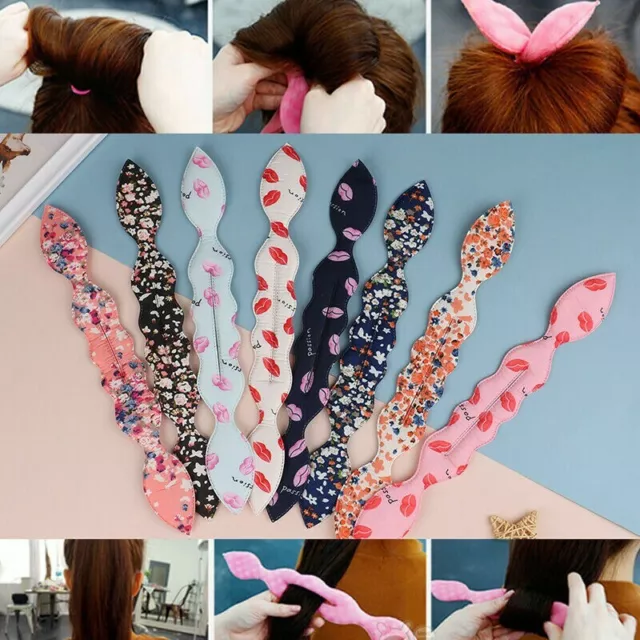 Rabbit Ears Hair Bun Maker Styling Bands Former Foam Twist Magic DIY Tool UK