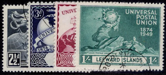 LEEWARD ISLANDS GVI SG119-122, 1949 ANNIVERSARY of UPU set, FINE USED. Cat £11.