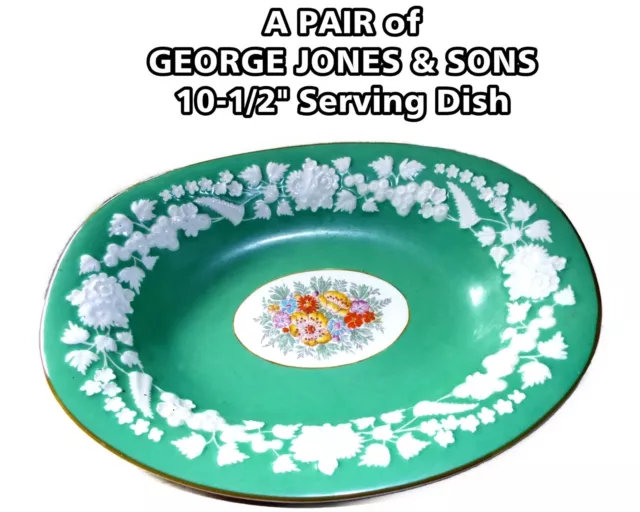 GEORGE JONES & SONS 10-1/2" Serving Dish Floral Rhapsody Crescent