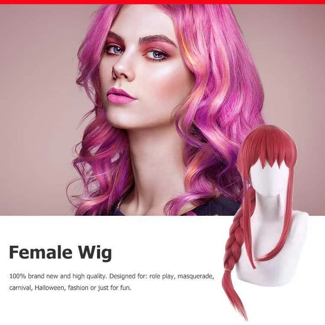 Parrucca decorativa cosplay rosa con schermo polvere nera realistica per festa di Halloween