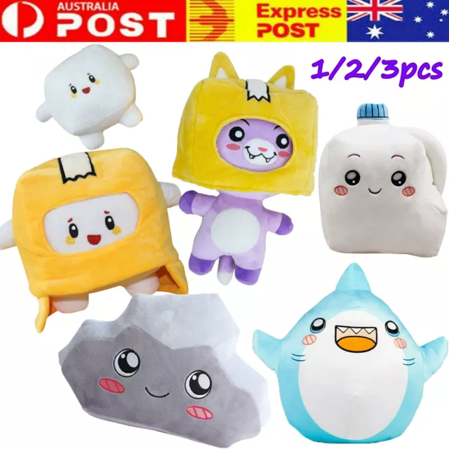 New Boxy+Foxy+Rocky+Milky+Shark Lankybox Plush Stuffed Toy Kid Game Plushie Doll