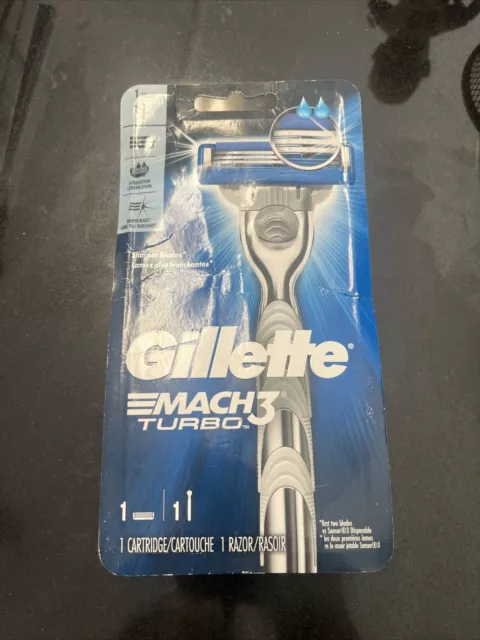 1 Gillette Mach 3 Turbo Metal Razor Blade Refill Cartridge Metal Shaver Handle