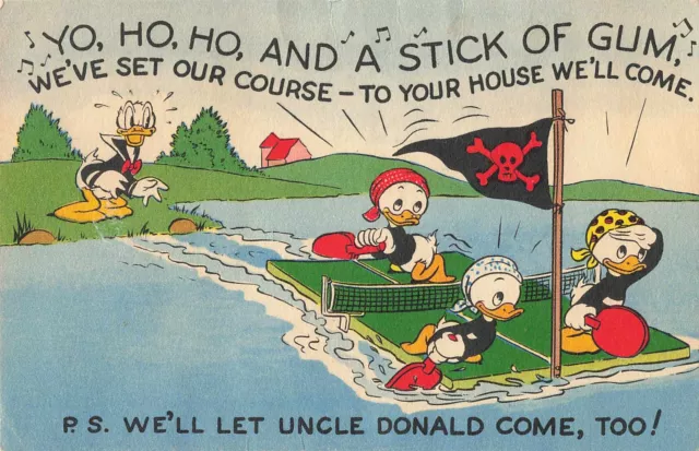 Rare 1951 Disney Comics Subscription Postcard Donald Duck Huey Dewey Louie