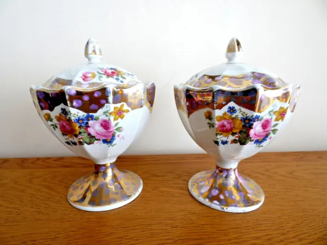 A Pair of Vintage Urn Shaped Lidded Trinket Dishes