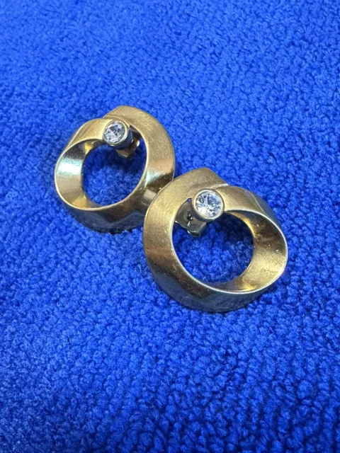 GOLD TONE AVON Twist Hoop Earrings With Rhinestone $10.00 - PicClick