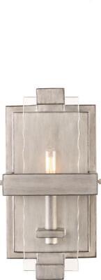 Wall Sconce KALCO ASTORIA Industrial 1-Light Moon Silver Hand-Forged Iron Glass