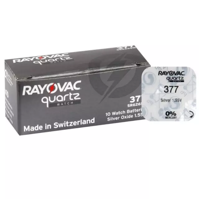 Rayovac Watch Batteries 377 379 SR66 SR626SW SR521SW Silver Oxide 1.55v Swiss 2