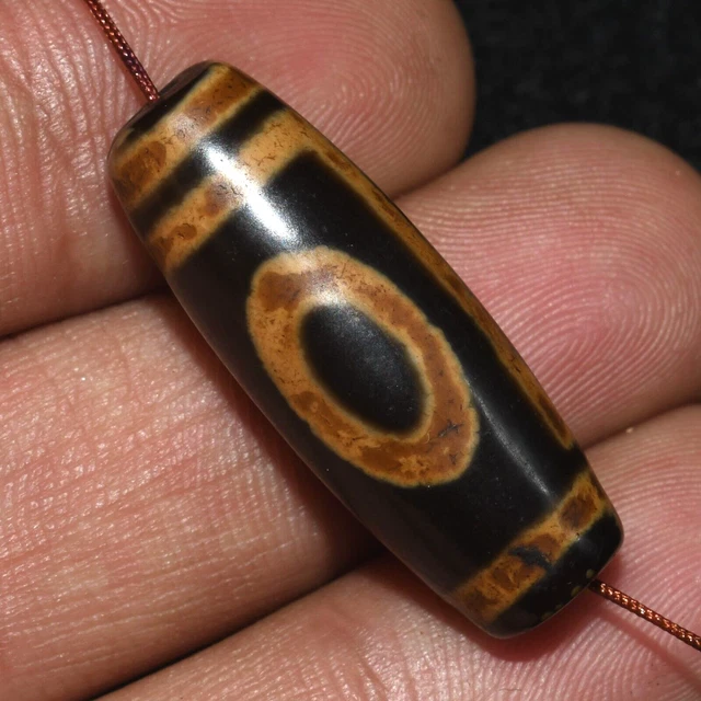 Antique Old Tibetan Himalayan Agate Stone Old Dzi Eye Bead Amulet with One Eye