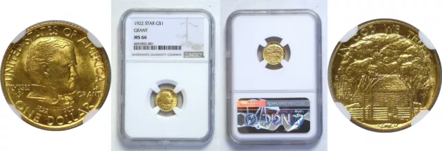 1922 G$1 Grant With Star Gold Commemorative NGC MS-66