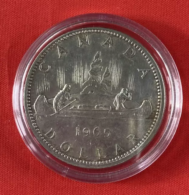 1965 Kanada 0,800 Silber Ein-Dollar-Münze Reisender Kanu Kanadischer Dollar 1 $ 2