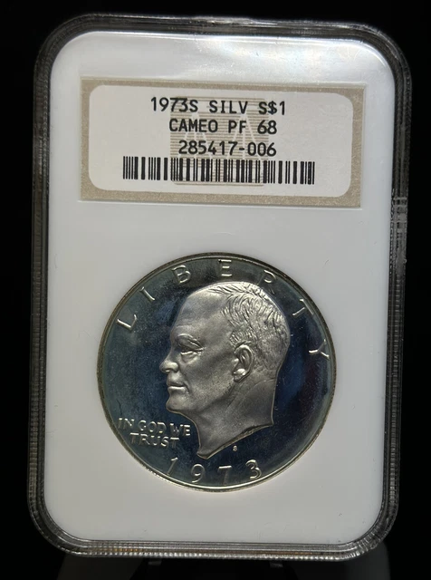 1973 S - NGC PF68 Ultra Cameo - Silver Eisenhower One Dollar Coin 1973 S - NGC PF68 Ultra Cameo - Silver Eisenhower One Dollar Coin