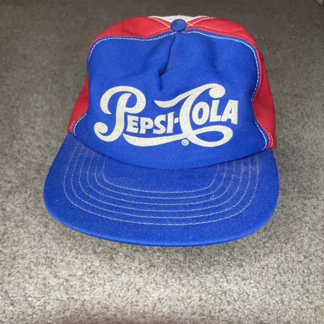 Vintage Pepsi-Cola SnapBack Hat Cap RARE USA Red White Blue