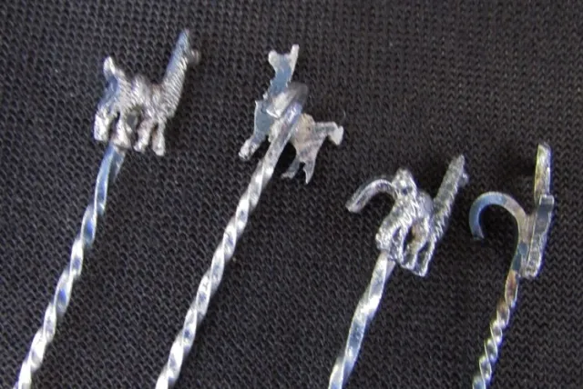 7 Hors D'oeuvre cocktail fork picks Llama ? animal top probably sterling