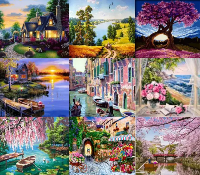 Oil Paint By Numbers Craft DIY Painting On Canvas Frameless Kit Animals Scenery