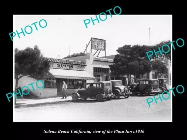 OLD LARGE HISTORIC PHOTO OF SOLENA BEACH CALIFORNIA THE PLAZA INN HOTEL c1930