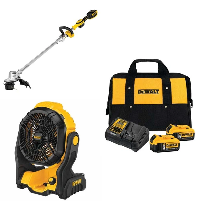 DEWALT DCST922B 20V Max String Trimmer w/ DCE512B 20V Fan & FREE 5Ah