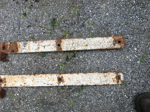 Antique Hand Forged Iron Barn Door Strap Hinges 37” Long x 2.5 in Pair with Bolt 3