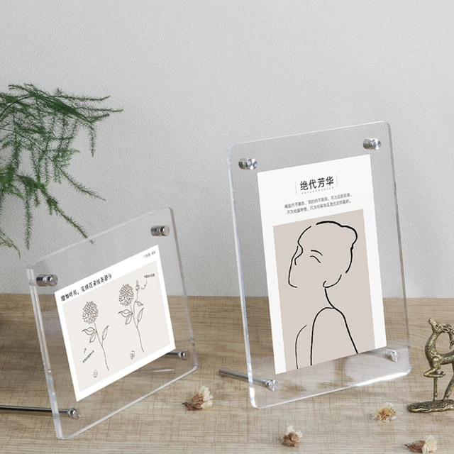 ACRYLIC PHOTO FRAME with Base Card Display Stand New Picture Frame Home ...