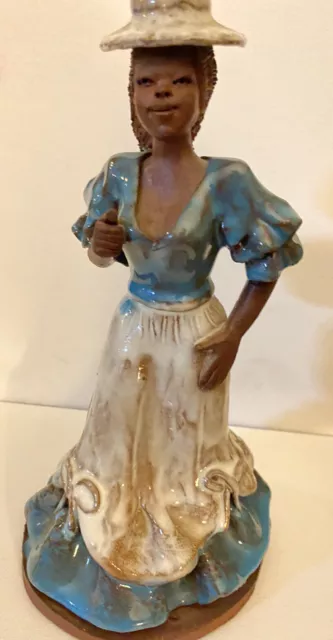 Vintage Red Clay Glazed Statue Things Jamaican 1982 Figurine Folk Art Pottery