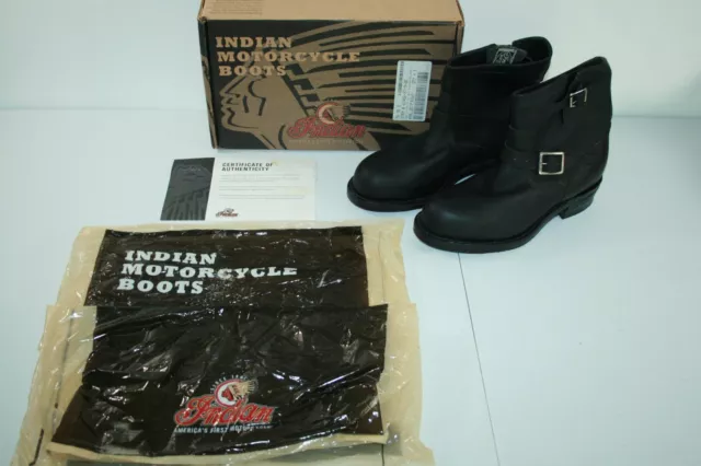 Genuine Indian Motorcycle Mens 7" Black Leather Riding Boots Size 9W NEW