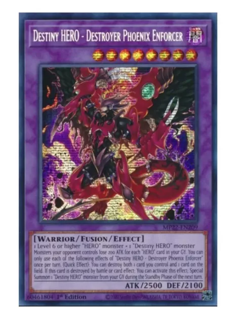 Destiny Hero - Destroyer Phoenix Enforcer - MP22-EN209 - 1st Ed Secret - Yugioh