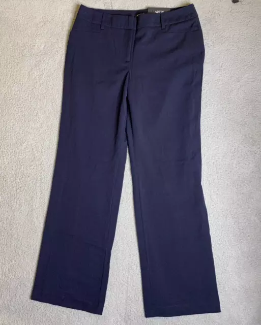 Apt 9 Curvy Trouser Pants Womens 10 Navy Blue Relaxed Leg Blue Casual Career NWT