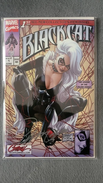 Black Cat #1, J Scott Campbell Signed Coa Cover Spider-Man 2019 Nm