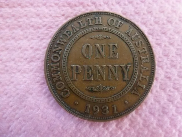 1931 Australian Penny dropped 1 variety EF/AU