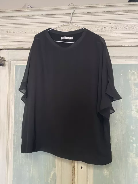 Brave + True Size L Black Short Sleeved Women's Blouse 14 Top