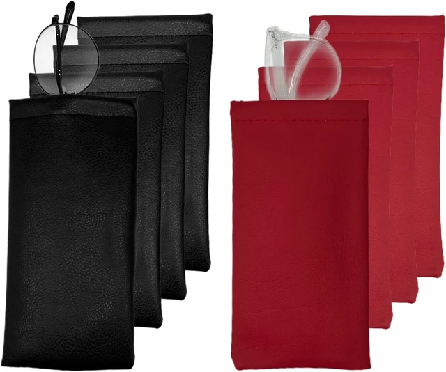 Ptwola 4er Set Brillenetuis Aus Weichem PU-Leder - Wasserdichte Aufbewahrung Für Brillen, Sonnenbrillen & Kosmetik