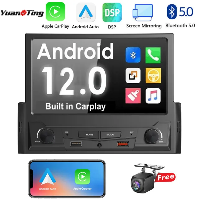 7" Single 1 Din Car Radio Stereo Android 12 GPS Sat Nav WiFi RDS BT+CAMERA+Mic