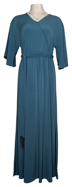 Haute Hippie Tribe Dress Sz XS Knit Maxi w/ Fringe Belt Blue A394298