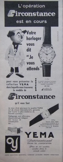 Publicité De Presse 1961 Montre Calendrier Yema Et Montre Dame - Advertising