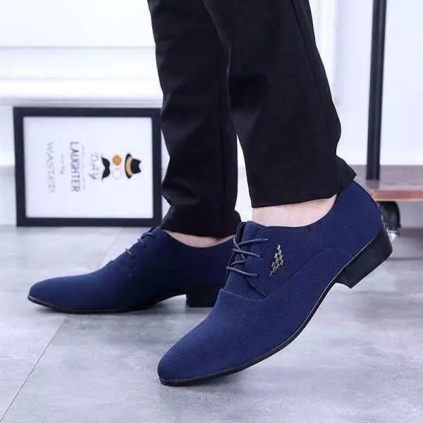 MEN'S DRESS FORMAL lace up business Faux Suede Work Casual Pointy Toe ...