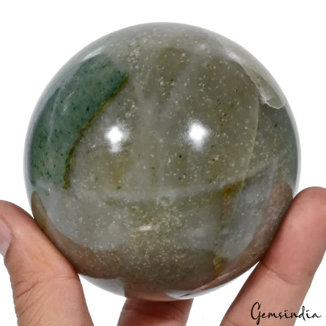 3970 Ct Natural Untreated Moss Agate Huge Gem Sphere Crystal Healing Mineral3.1"