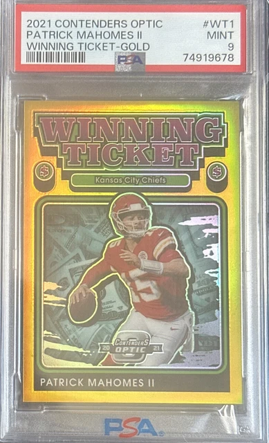 2021 Contenders Optic Patrick Mahomes Winning Ticket Gold 2/10 PSA 9 Mint Chiefs