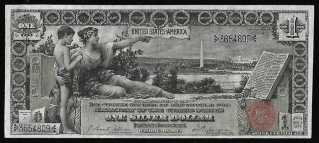 Fr. 224 1896 $1 One Dollar Educational Silver Cert Vf +++ # 256