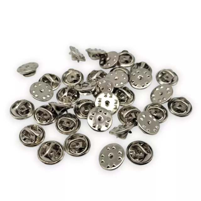 Pin Verschlüsse Anstecker silber Pins Pin badge clips Verschluss butterfly clip