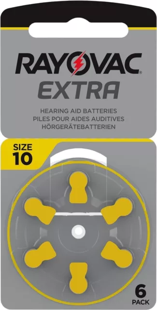 Rayovac Extra Advanced Hörgerät Batterien Größe 10 x 6 Zellen (gelb)